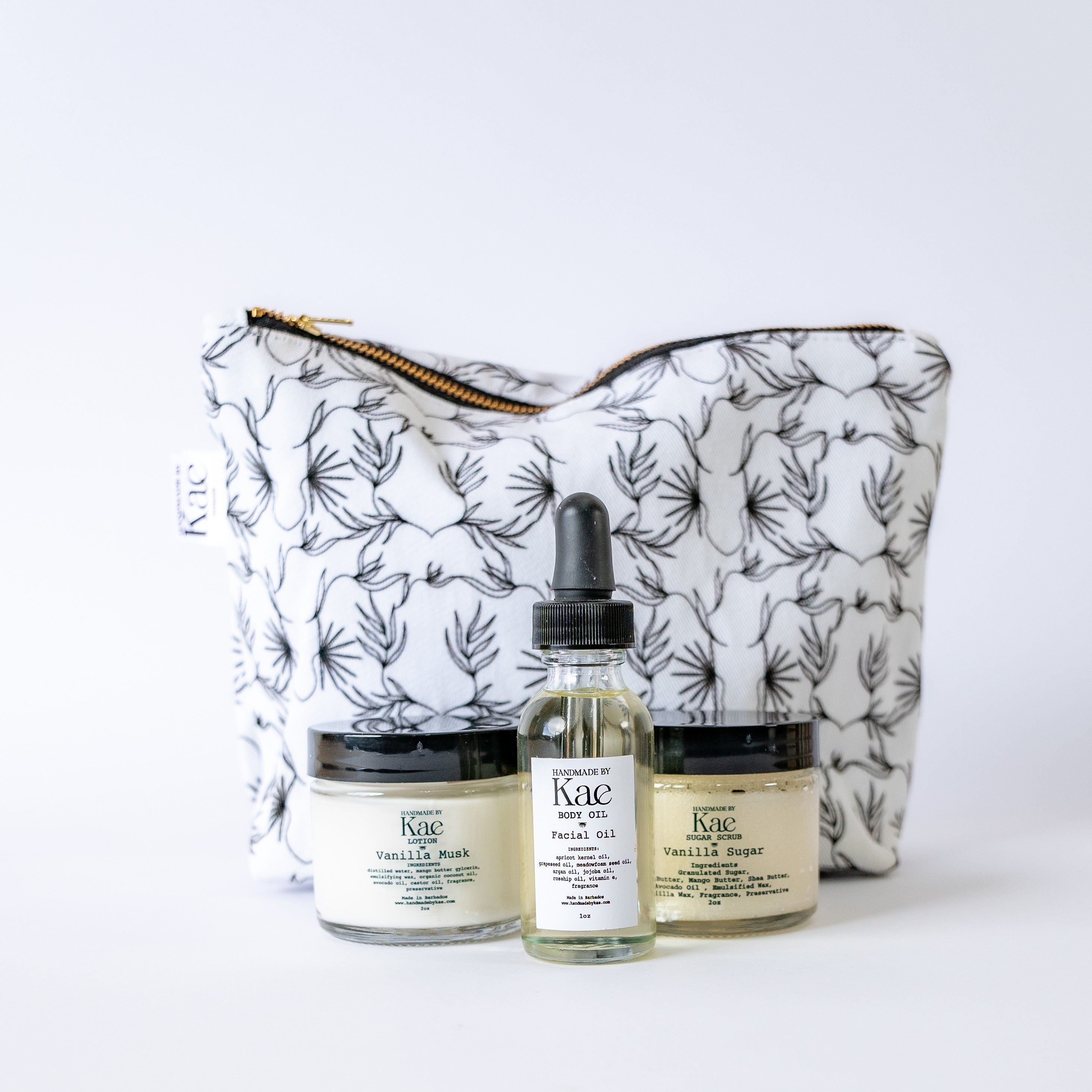 Handcrafted Cosmetic Pouch & Travel-Sized Skincare Essentials
